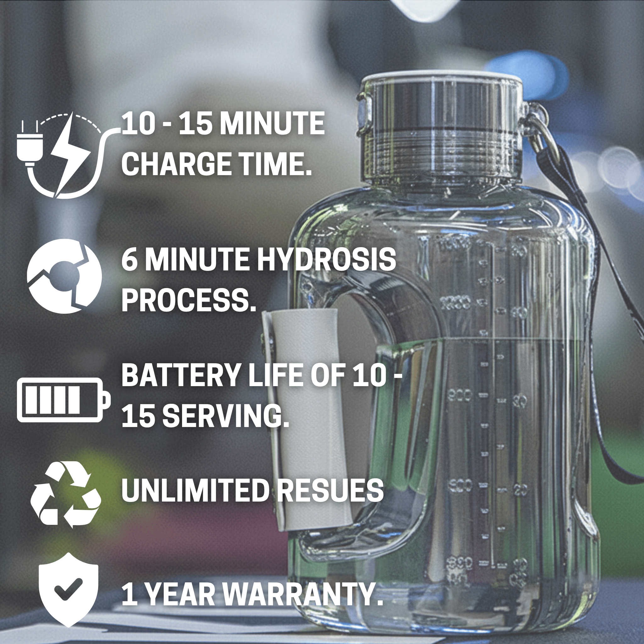 HYDREIGHT Sport - Hydrogen Water Bottle 1.5 Litre