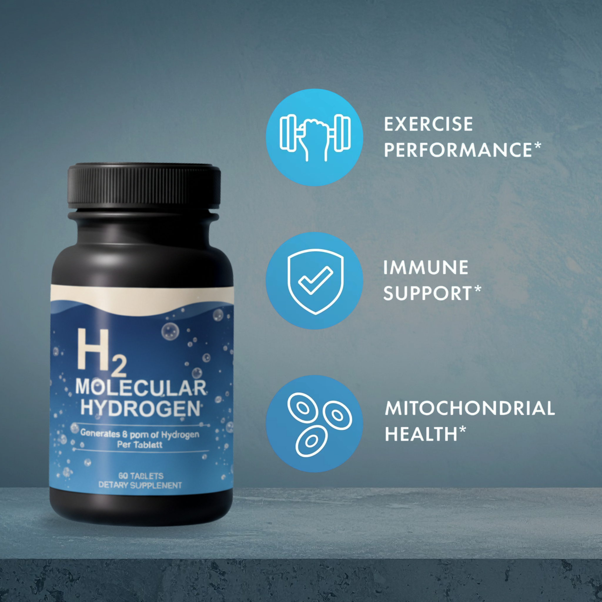 Active H2 Molecular Hydrogen Water Tablets Alkaline ORP Healthy Drinking Supports Healthy Aging, Cellular Energy & Brain Health