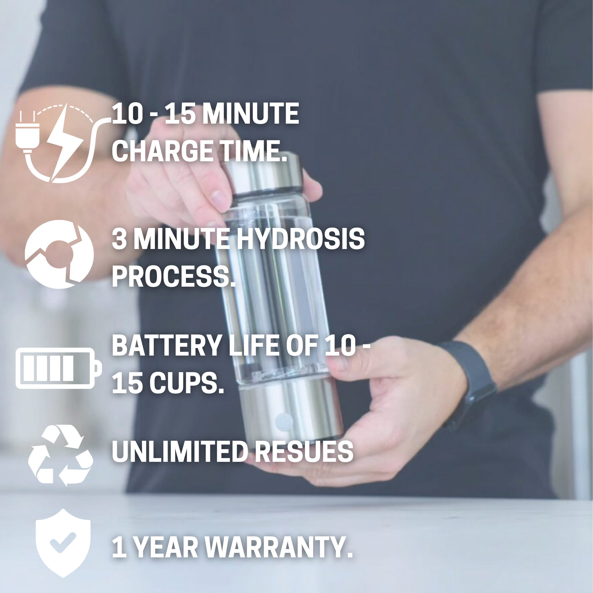 HYDREIGHT Pure - Portable Hydrogen Water Bottle 450ML